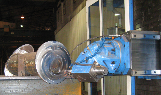 Drilling on a rotated plane. Arcelormittal Orbit bearing face.